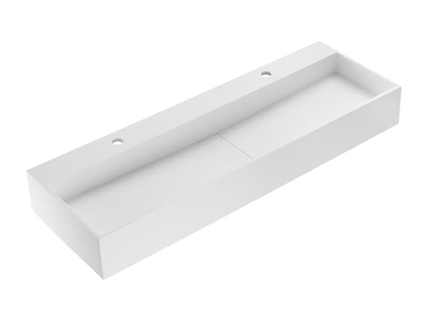 Vente-unique - Upphängt handfat i vit solid surface 120 × 40 × 15 cm YAMDROK