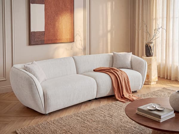 Vente-unique - 4-sits soffa i melerad beige tyg LUCAMO