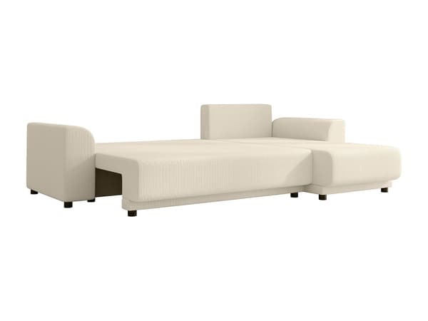 Vente-unique - Bäddsoffa med schäslong, vändbar, i beige manchester NESSARO