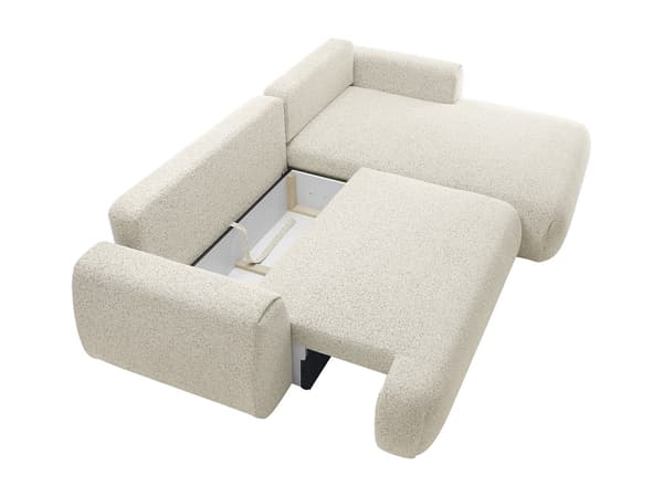 Vente-unique - Högervänd bäddsoffa i beige melerat tyg MONELIA