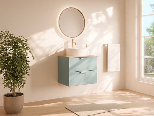 Vente-unique - Hängande underskåp med skiva – Salviegrön – B60 cm – AVORELI