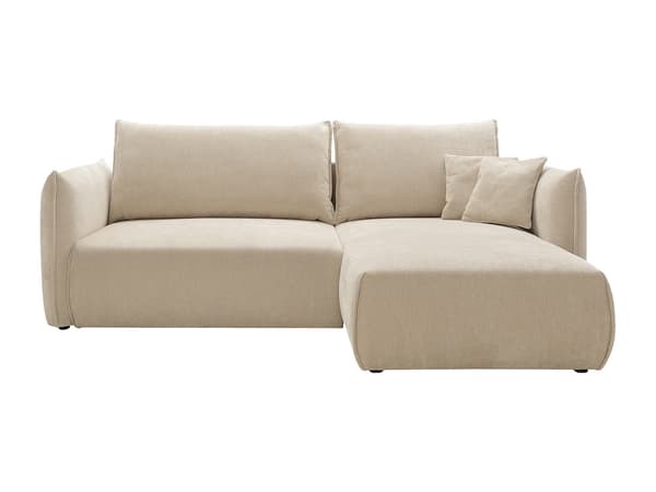 Vente-unique - Högervänd konvertibel hörnsoffa i texturerat beige tyg CARISU