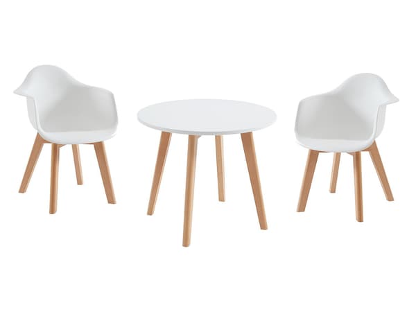 Vente-unique - LOULOUNE barnbord + 2 POUPINETTE stolar - Vit