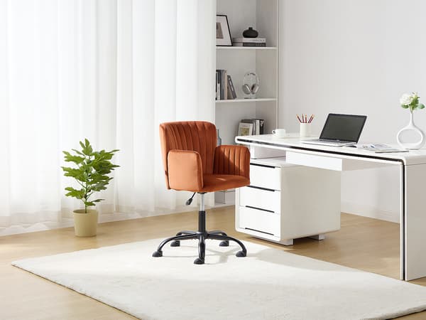 Vente-unique - Kontorsstol - Sammet - Terracotta - Justerbar höjd - TOARA