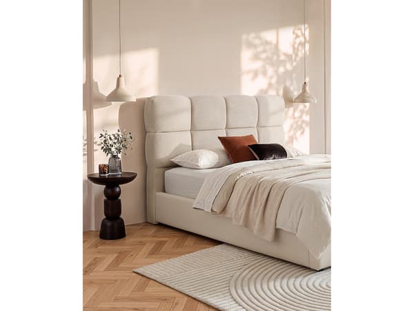 Vente-unique - 180 cm sänggavel - texturerat tyg - beige - DAMADO