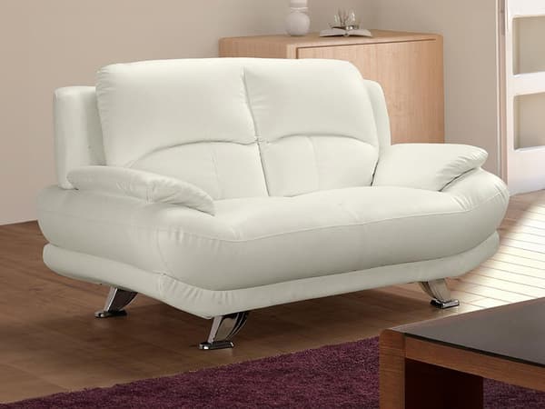 Vente-unique - 2-sits soffa i läderimitation MUSKO - Elfenben