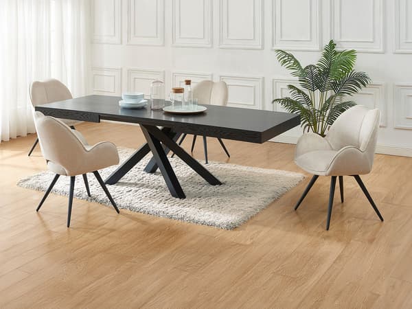Vente-unique - CATONAV bord och 4 GULSUN stolar - Svart och beige