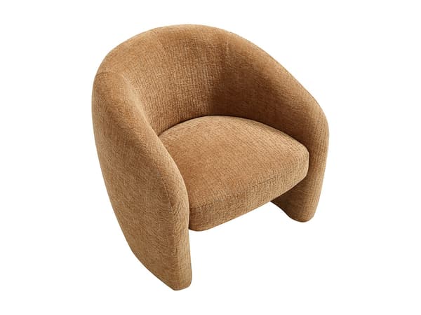 Vente-unique - Barnfåtölj i kamellfärgat chenille-tyg ROMICOU