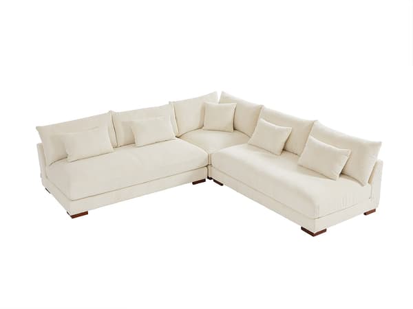 Vente-unique - Hörnsoffa vändbar beige manchester SPERONE av Pascal Morabito