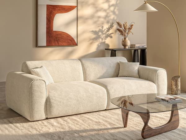 Vente-unique - 4-sitsig bäddsoffa express i beige manchester POGNIA