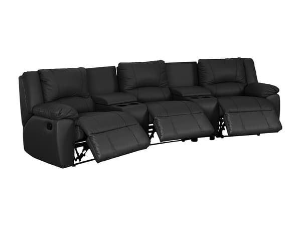 Vente-unique - 3-sits reclinersoffa i svart läder AROMA