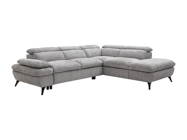 Vente-unique - Grå textilhörnbäddsoffa och Högervändhörn SURDELI