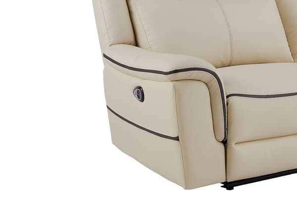 Vente-unique - 3-sits elektrisk reclinersoffa i beige läder ADELIO