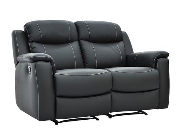 Vente-unique - 2-sits EVASION reclinersoffa i läder - grå