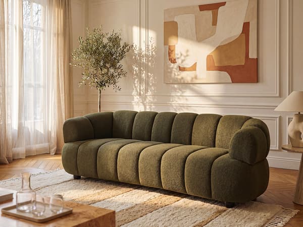 Vente-unique - Soffa 3 platser i Bouclétyg - Grön COLIANI
