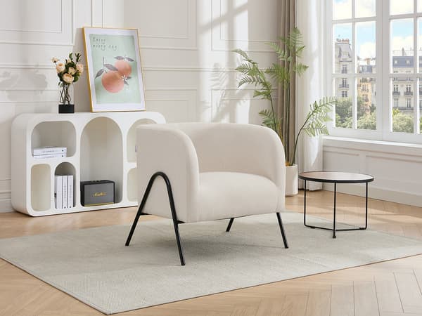 Vente-unique - Beige tygfåtölj BLINODA