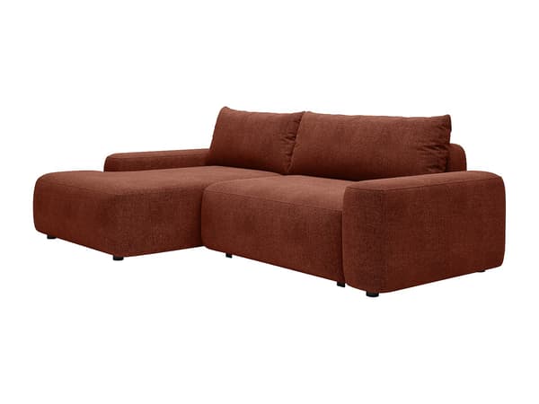 Vente-unique - Vänstervändvänd bäddsoffa i texturerad terrakottafärgad tyg DAVISO