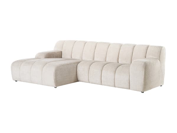 Vente-unique - Hörnsoffa Vänstervänd beige chenilletyg BELADON
