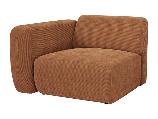 Vente-unique - 4-sits modulsoffa i finribbad manchester - Terrakotta POGNI