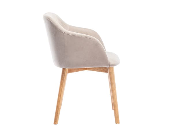 Vente-unique - Set med 6 stolar med armstöd beige tyg och gummiträ JELISA