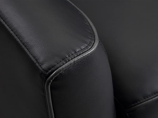 Vente-unique - 3-sits soffa i svart läder med grå passpoal BATUCO