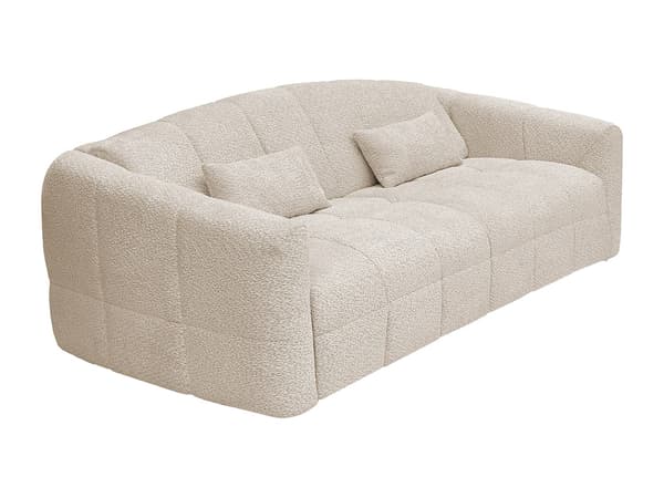 Vente-unique - 4-sits bäddsoffa express i beige bouclé-tyg - Sovbredd 160 cm - Madrass 20 cm RETUNA