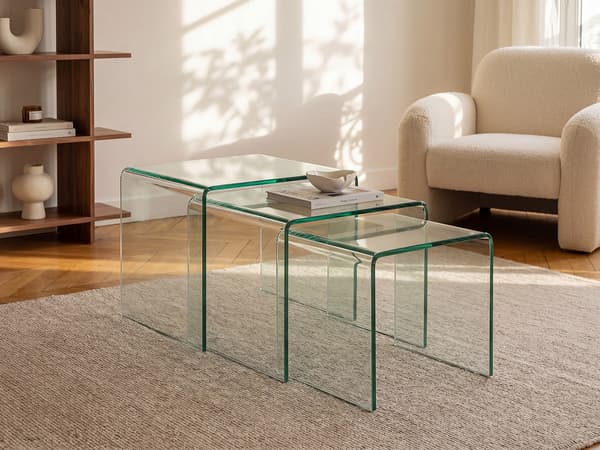 Vente-unique - Satsbord MINKA - Klossat glas