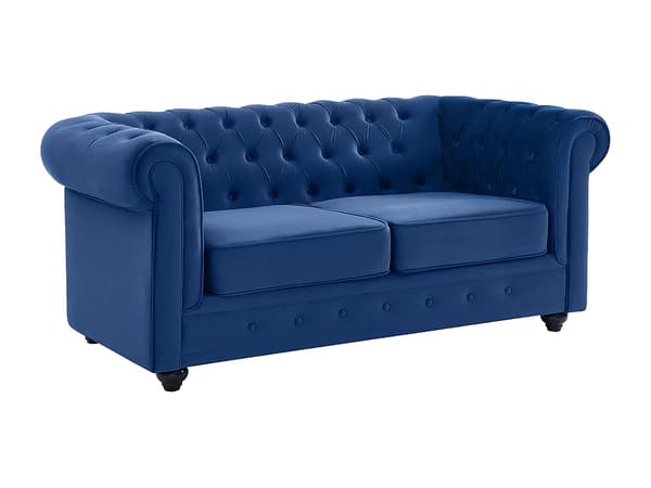 Vente-unique - 2-sitssoffa CHESTERFIELD - Kungsblå sammet