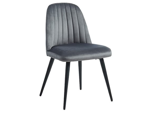 Vente-unique - Set med 6 stolar i sammet och svart metall – Grå – ELEANA