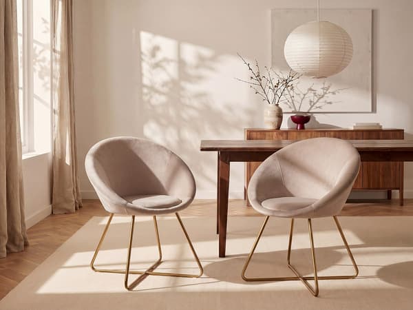 Vente-unique - Set med 2 stolar i sammet och guldfärgad metall - Beige - BURBAN