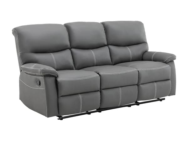 Vente-unique - 3-sits reclinersoffa grått konstläder CANBY