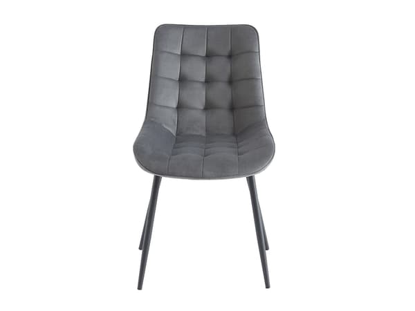 Vente-unique - Set med 6 stoppade stolar - Sammet och svart metall - Grå - OLLUA