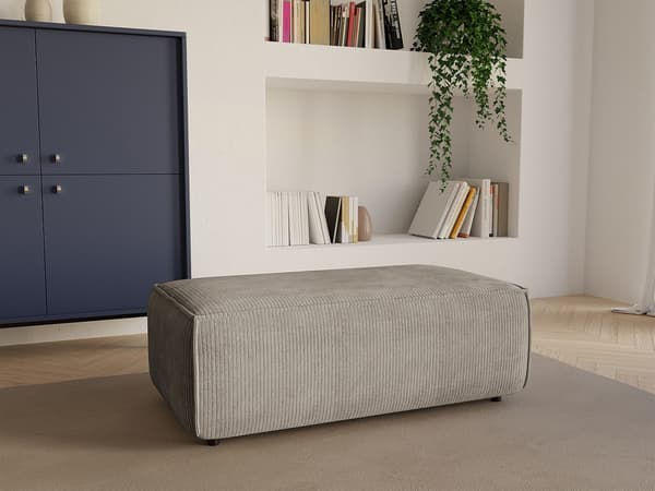 Vente-unique - Sittpuff i sandfärgad manchester AMELIA
