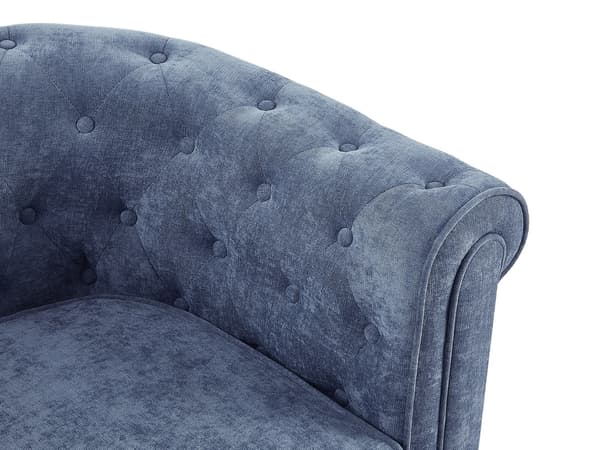 Vente-unique - Chesterfield blå tygfåtölj