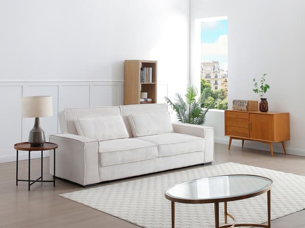 Vente-unique - 3-sits bäddsoffa i beige manchester FINORO