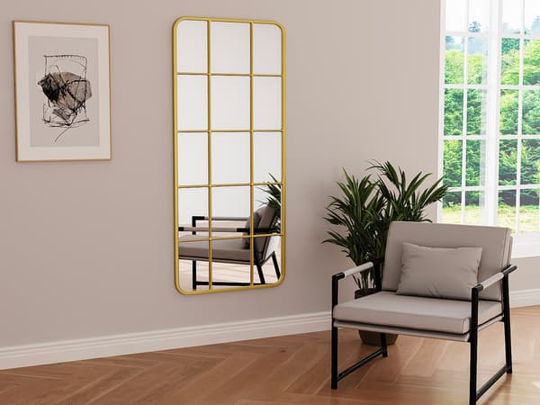 Vente-unique - Metallfönsterspegel guldfärgad  60 x 140 cm SCIARA