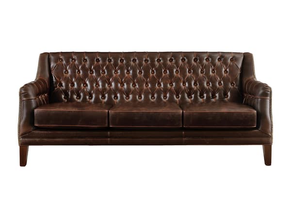 Vente-unique - 3-sits soffa och 2-sits soffa i läder COLBERT - Brun