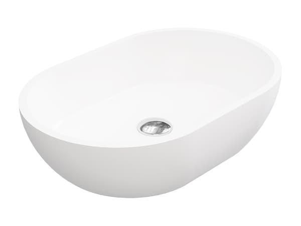 Vente-unique - Oval badrumstvättställ i solid surface - Vit - 58 cm - SENGLI