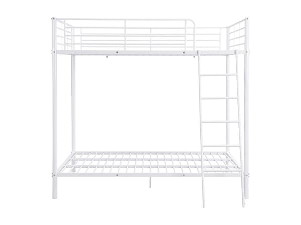 Vente-unique - Våningssäng 2 x 140 x 190 cm - Metall - Vit - GEMINI II