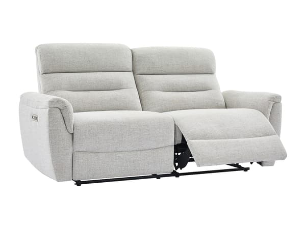 Vente-unique - 3-sitsig soffa med relax funktion i ljusgrå texturerad BREVIO
