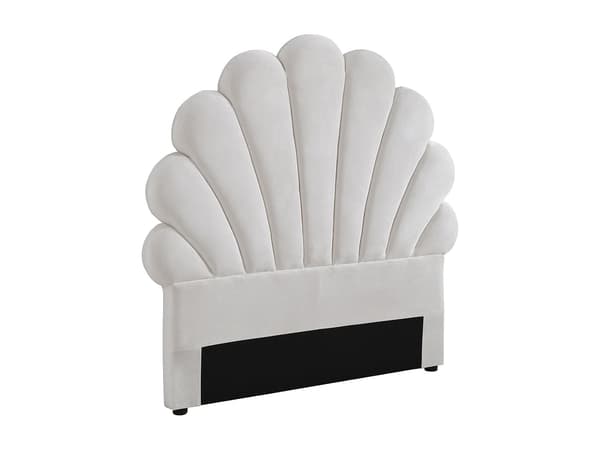 Vente-unique - Snäckformad sänggavel - 90 cm - Sammet - Vit - MOANA