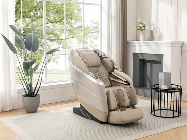 Vente-unique - Massagefåtölj i läderimitation - Röststyrning - Zero gravity-system - Beige - ULAP