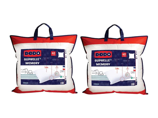Vente-unique - Set om 2 ergonomiska sovkuddar DODO med minnesskum - 1060g/m² - 60x60cm - CERVEA