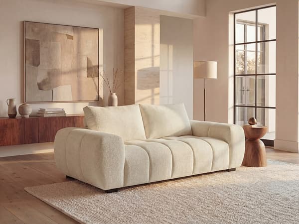 Vente-unique - BERENIA 3-sitssoffa i beige texturerat tyg