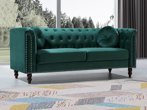 Vente-unique - 3-sits soffa i sammet - Smaragdgrön - TURNER