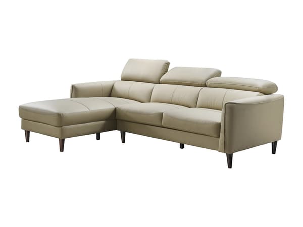 Vente-unique - Vänstervändvänd hörnsoffa i beige buffellädermaterial SALVI