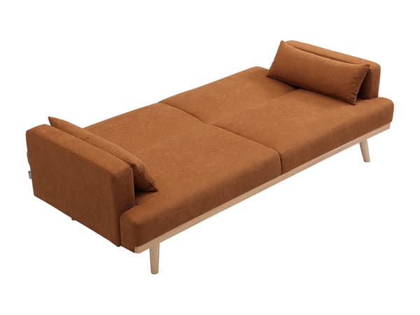 Vente-unique - 3-sitsig clic-clac bäddsoffa i terrakottafärgat tyg ESME