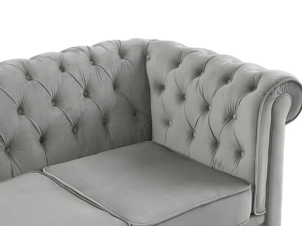 Vente-unique - 3-sitssoffa ljusgrå sammet CHESTERFIELD