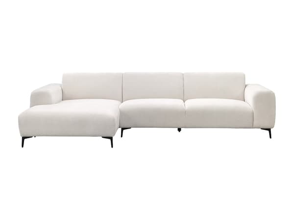 Vente-unique - Vänstervänd hörnsoffa i texturerat beige tyg SAPIGO