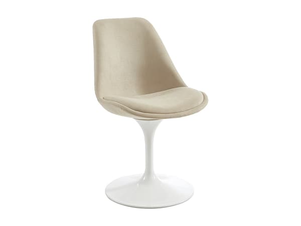 Vente-unique - Stol i texturerat tyg och stål - Beige och Vit - XAFY